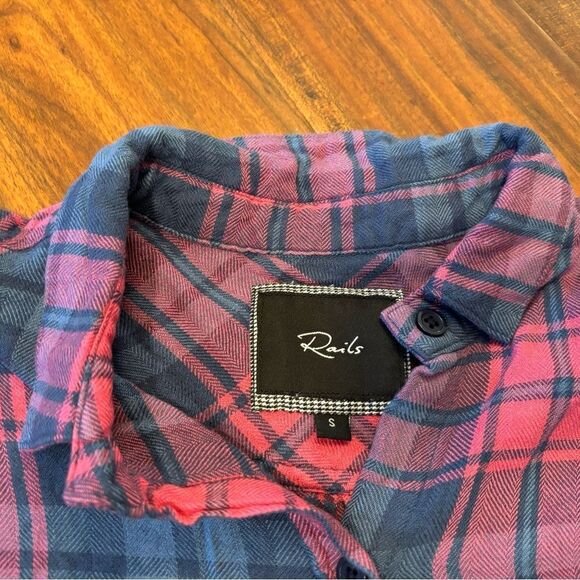 Rails pink/blue plaid flannel short sleeve button down top - Picture 4 of 4